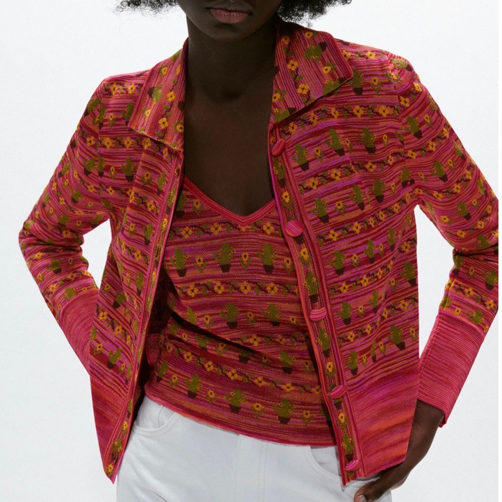 🌟 NEW Zara Knit Jacquard Jacket - Picture 3 of 6